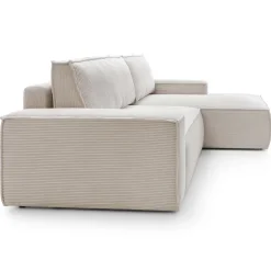 Divano letto angolare destro 3 posti 267x167cm velluto a coste beige Relaxion