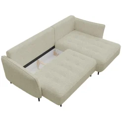 Divano letto angolare destro 3 posti 276x158cm tessuto tortora Angle