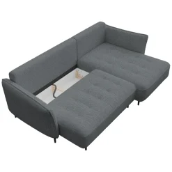 Divano letto angolare destro 3 posti 276x158cm tessuto grigio scuro Angle