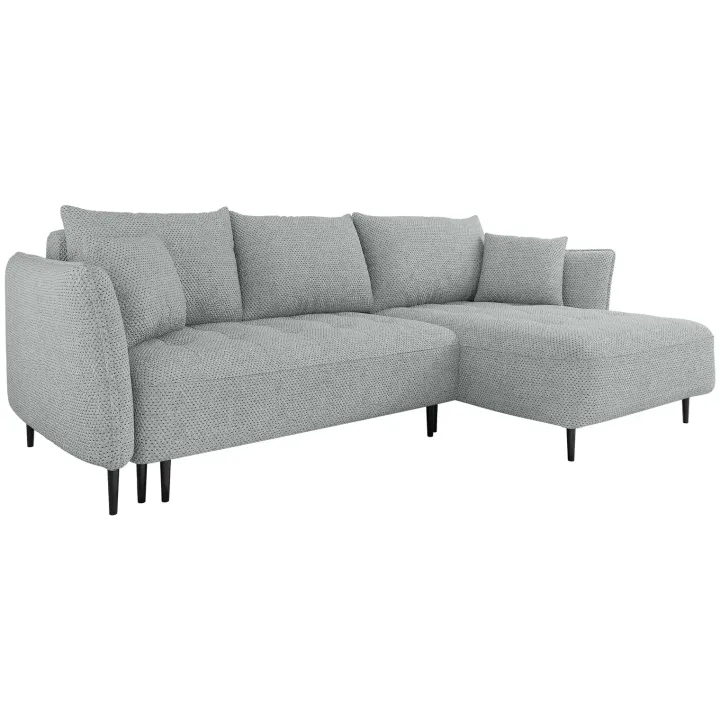 Divano letto angolare destro 3 posti 276x158cm tessuto grigio Angle