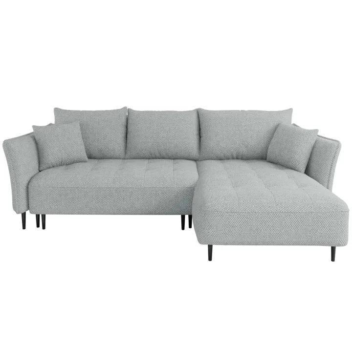 Divano letto angolare destro 3 posti 276x158cm tessuto grigio Angle