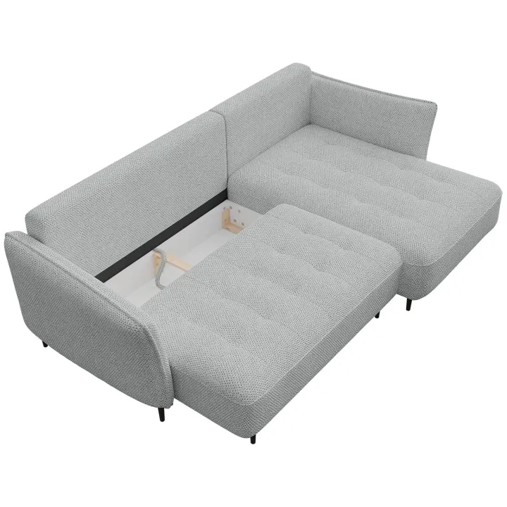 Divano letto angolare destro 3 posti 276x158cm tessuto grigio Angle