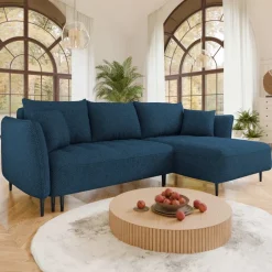 Divano letto angolare destro 3 posti 276x158cm tessuto blu Angle