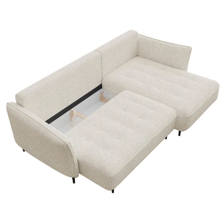 Divano letto angolare destro 3 posti 276x158cm tessuto beige Angle