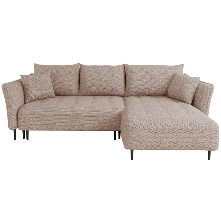 Divano letto angolare destro 3 posti 276x158cm tessuto rosa Angle