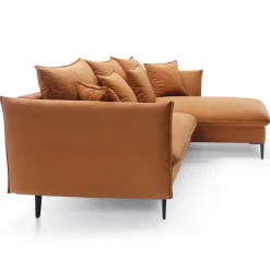 Divano letto angolare destro 3 posti 258x167cm tessuto arancio Lushify