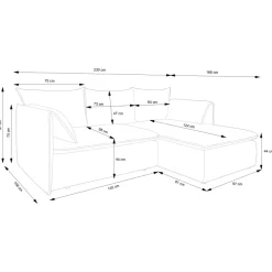 Divano letto angolare destro 3 posti 230x166cm tessuto giallo senape Easeful