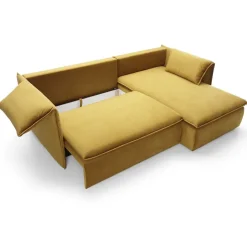 Divano letto angolare destro 3 posti 230x166cm tessuto giallo senape Easeful