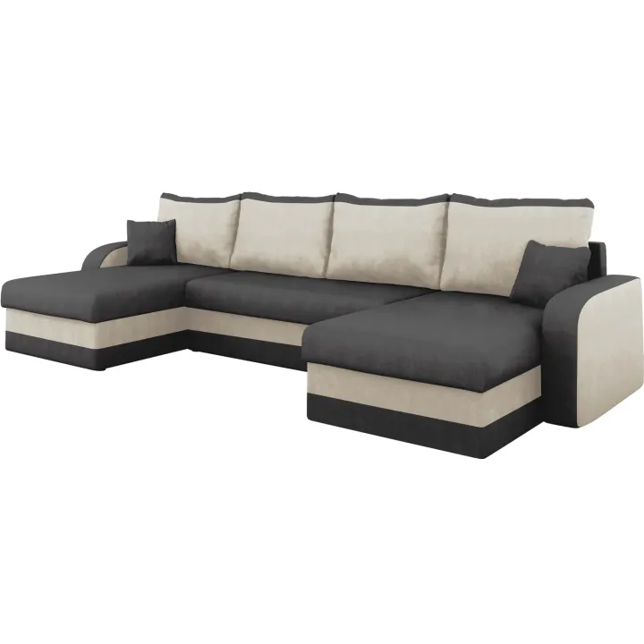 Divano letto angolare 5 posti 304cm contenitore grigio écru Assunta