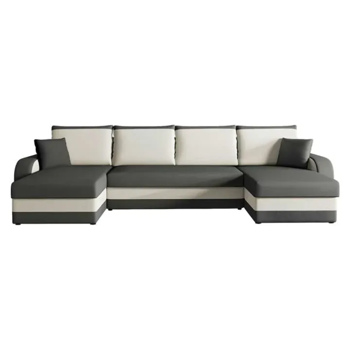 Divano letto angolare 5 posti 304cm contenitore grigio écru Assunta