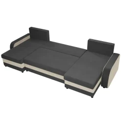 Divano letto angolare 5 posti 304cm contenitore grigio écru Assunta