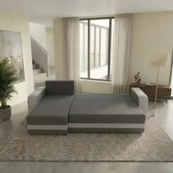 Divano letto angolare 3 posti 237x139cm reversibile grigio Ponza