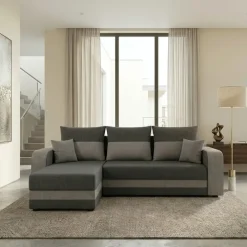 Divano letto angolare 3 posti 237x139cm reversibile grigio Ponza