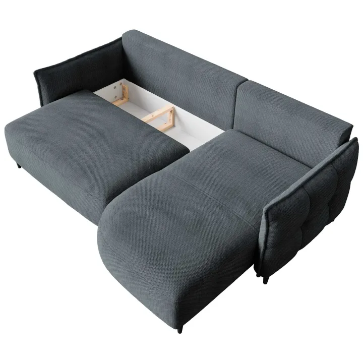 Divano letto angolare 3 posti 244x165cm tessuto grigio scuro Lollypop