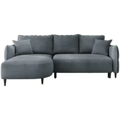 Divano letto angolare 3 posti 244x165cm tessuto grigio scuro Lollypop