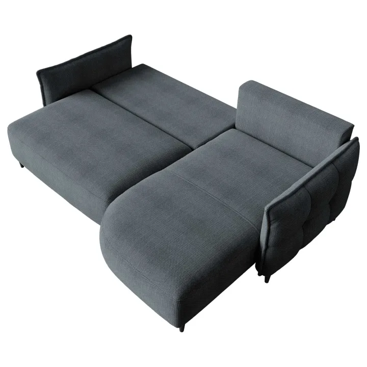 Divano letto angolare 3 posti 244x165cm tessuto grigio scuro Lollypop