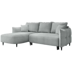 Divano letto angolare 3 posti 244x165cm tessuto grigio Lollypop