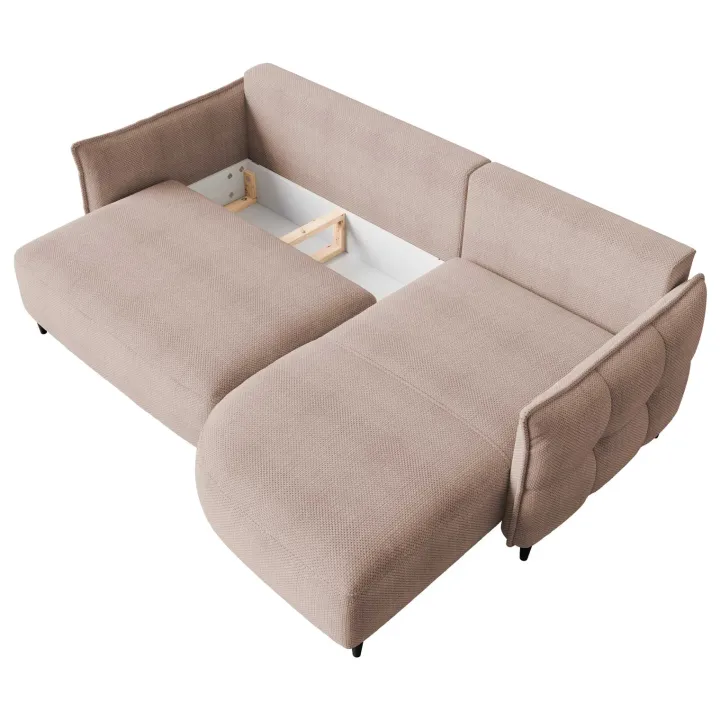 Divano letto angolare 3 posti 244x165cm tessuto rosa Lollypop