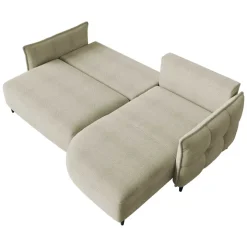 Divano letto angolare 3 posti 244x165cm tessuto tortora Lollypop