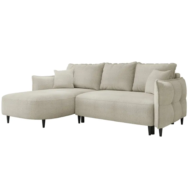 Divano letto angolare 3 posti 244x165cm tessuto tortora Lollypop