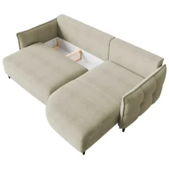 Divano letto angolare 3 posti 244x165cm tessuto tortora Lollypop
