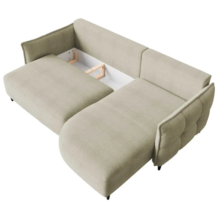 Divano letto angolare 3 posti 244x165cm tessuto tortora Lollypop