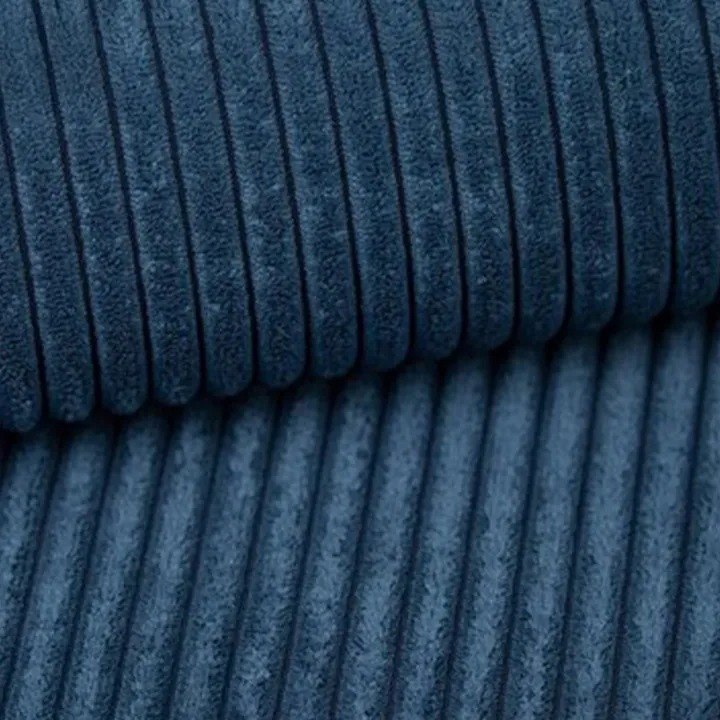 Divano letto angolare reversibile 243x142cm velluto a coste blu Ofelia