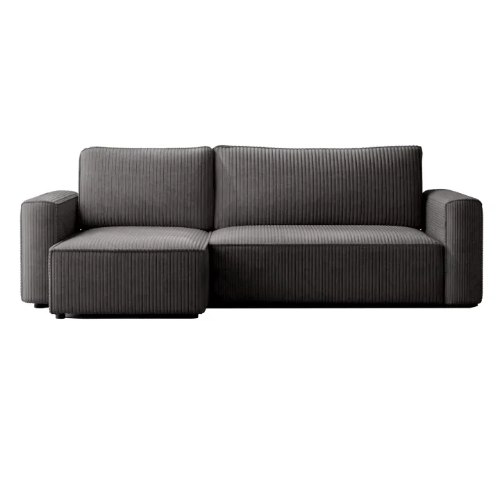 Divano letto angolare reversibile 243x142cm velluto a coste antracite Ofelia