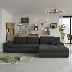 Divano letto angolare reversibile 313x215cm tessuto antracite Puffo
