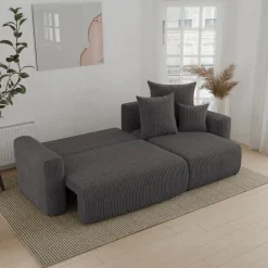 Divano letto angolare reversibile 238x142cm velluto a coste antracite Scintilla