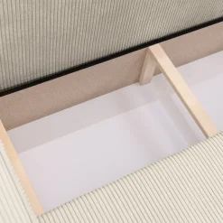Divano letto angolare reversibile 4 posti 272x145cm con box contenitore velluto a coste beige Ploffy