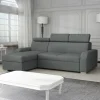 Divano letto angolare reversibile 3 posti 235x170cm con box contenitore grigio Tebro