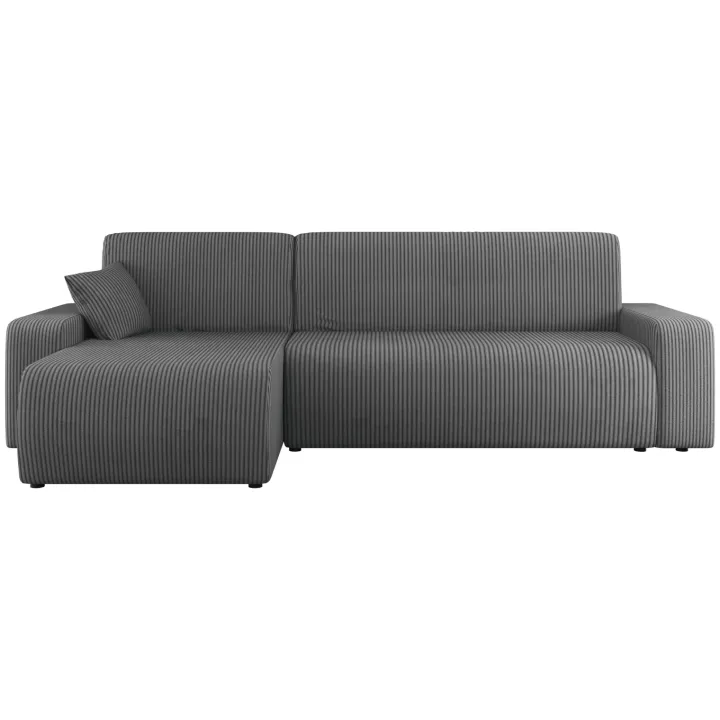 Divano letto angolare reversibile 3 posti 244x145cm con contenitore a coste antracite Slurp
