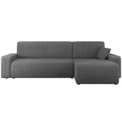 Divano letto angolare reversibile 3 posti 244x145cm con contenitore a coste antracite Slurp