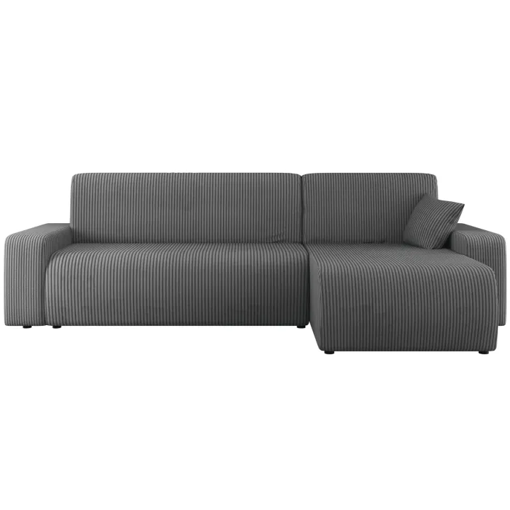Divano letto angolare reversibile 3 posti 244x145cm con contenitore a coste antracite Slurp