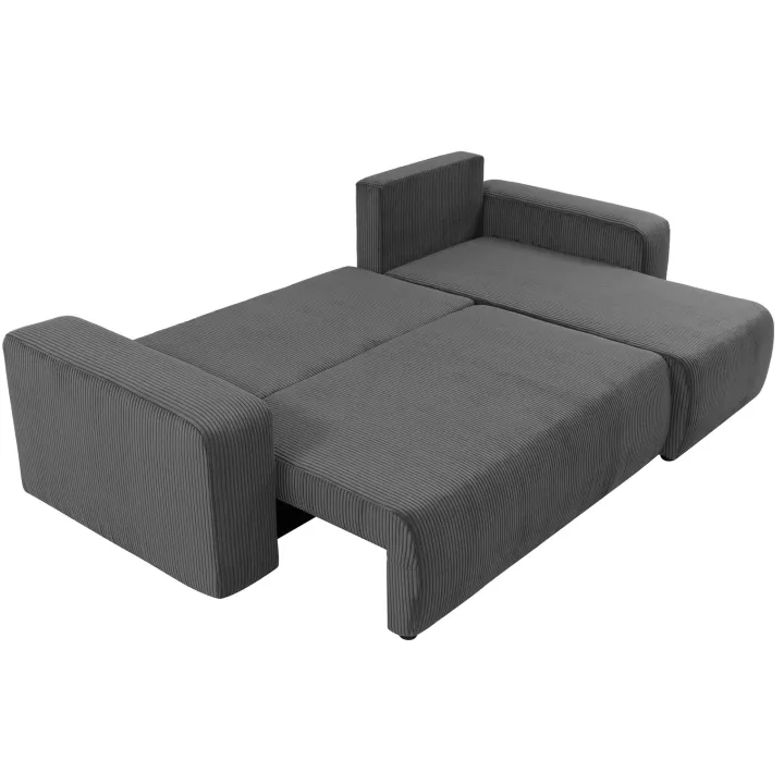 Divano letto angolare reversibile 3 posti 244x145cm con contenitore a coste antracite Slurp