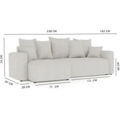 Divano letto angolare reversibile 238x142cm velluto a coste verde scuro Scintilla