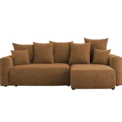 Divano letto angolare reversibile 238x142cm velluto a coste giallo senape Scintilla