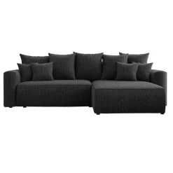 Divano letto angolare reversibile 260x160cm velluto a coste nero Scintilla
