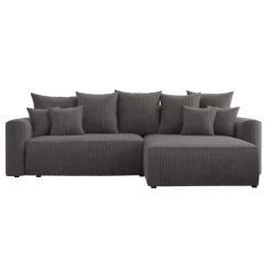 Divano letto angolare reversibile 260x160cm velluto a coste antracite Scintilla