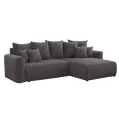 Divano letto angolare reversibile 260x160cm velluto a coste antracite Scintilla
