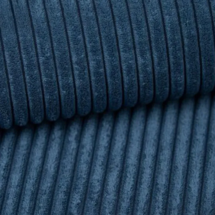 Divano letto angolare reversibile 260x160cm velluto a coste blu Scintilla
