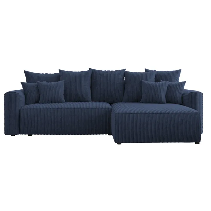 Divano letto angolare reversibile 260x160cm velluto a coste blu Scintilla