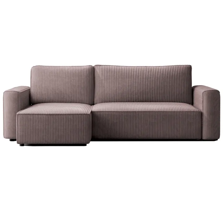 Divano letto angolare reversibile 243x142cm velluto a coste marrone Ofelia