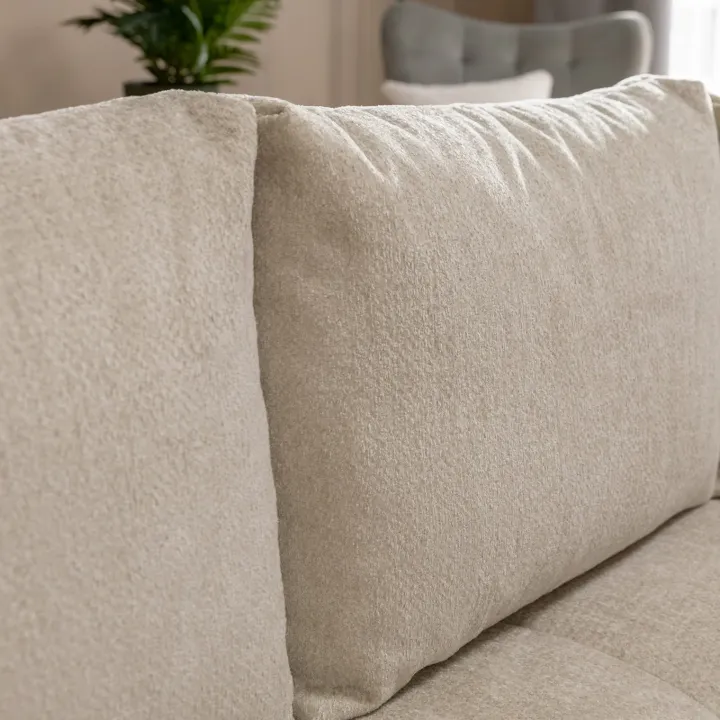 Divano letto angolare reversibile 3 posti 267x185cm box contenitore beige Sottovoce