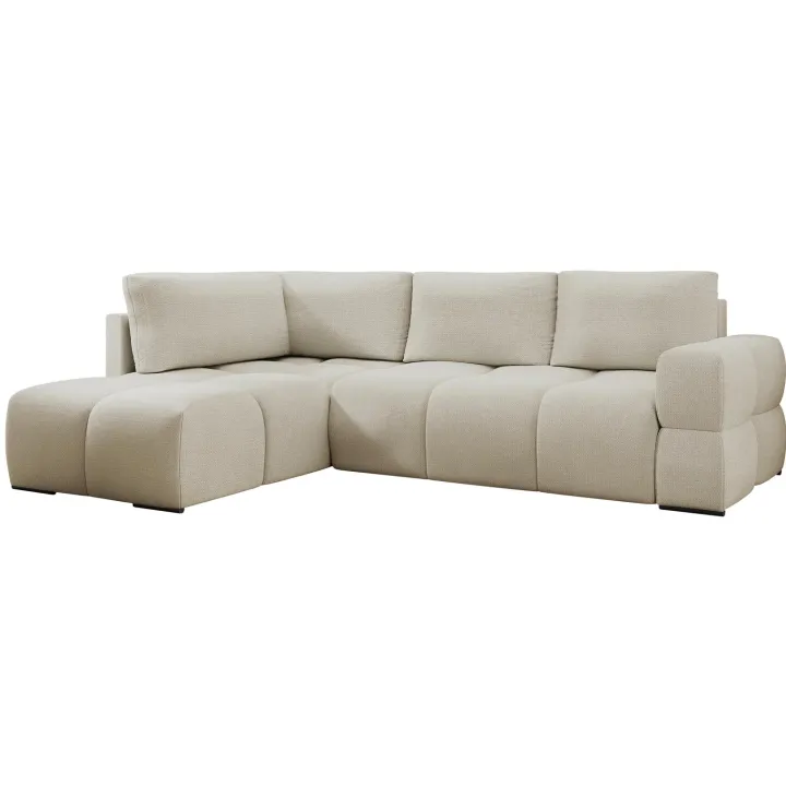 Divano letto angolare reversibile 3 posti 267x185cm box contenitore beige Sottovoce