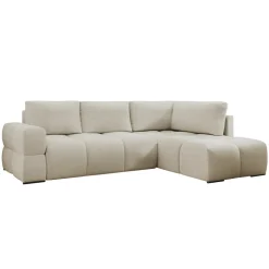 Divano letto angolare reversibile 3 posti 267x185cm box contenitore beige Sottovoce