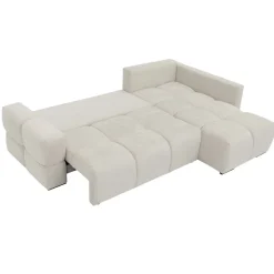 Divano letto angolare reversibile 3 posti 267x185cm box contenitore bianco perla Sottovoce