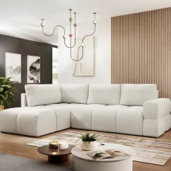 Divano letto angolare reversibile 3 posti 267x185cm box contenitore bianco perla Sottovoce