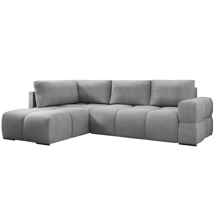 Divano letto angolare reversibile 3 posti 267x185cm box contenitore grigio Sottovoce